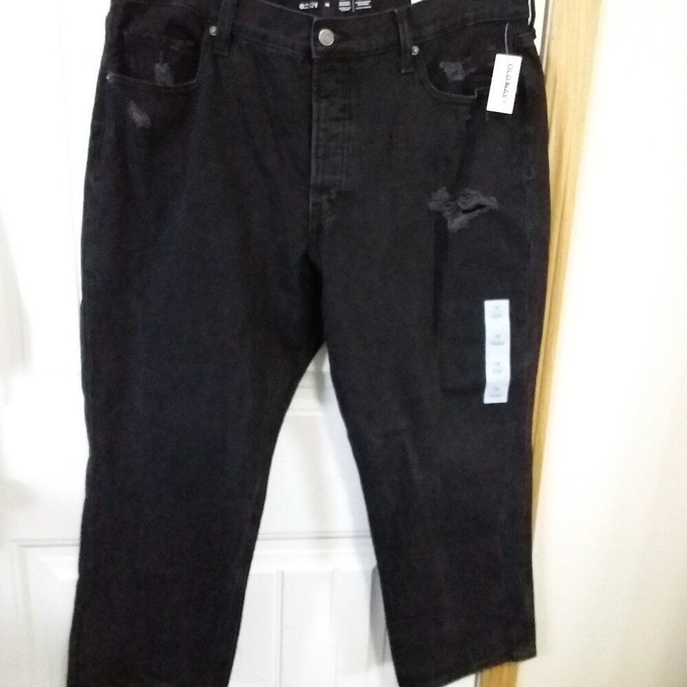 Old Navy Women’s Black Distressed Straight Leg Jeans – Size 16 – NWT